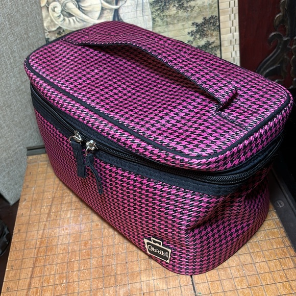 Caboodles Soft Fabric Makeup Hair Tools Case Pink Black Houndstooth w IPSY Bag - Picture 6 of 17